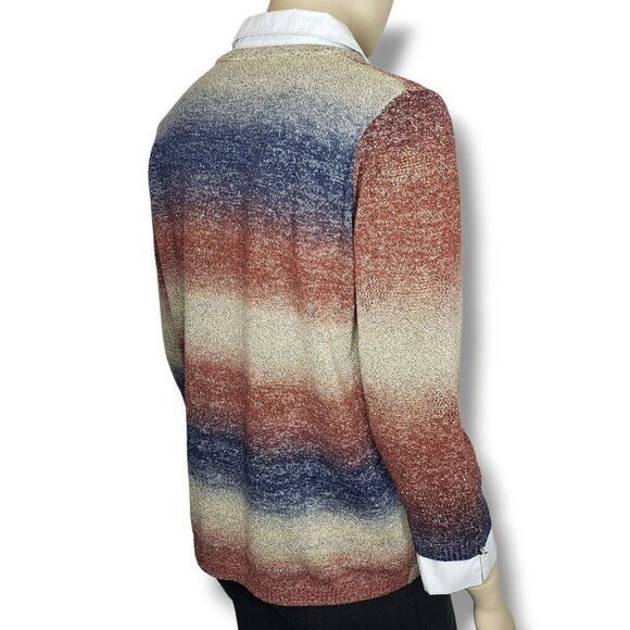 Alfred Dunner Knit Sweater Womens Small Collared‎ Pullover Striped - Picture 4 of 8